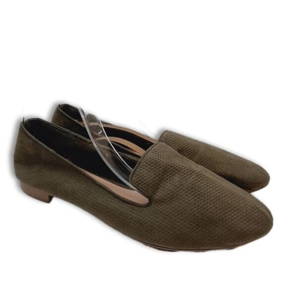 FIONI Pointy Toe Slip-On Smoking Loafer Flats Shoes Olive Green Sz 11 - Picture 1 of 14